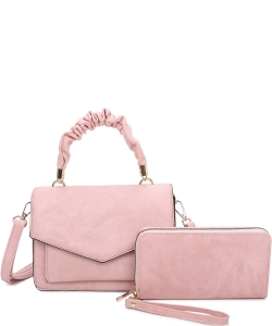 Fashion Ruched Top Handle 2-in-1 Satchel  LF22918 PINK